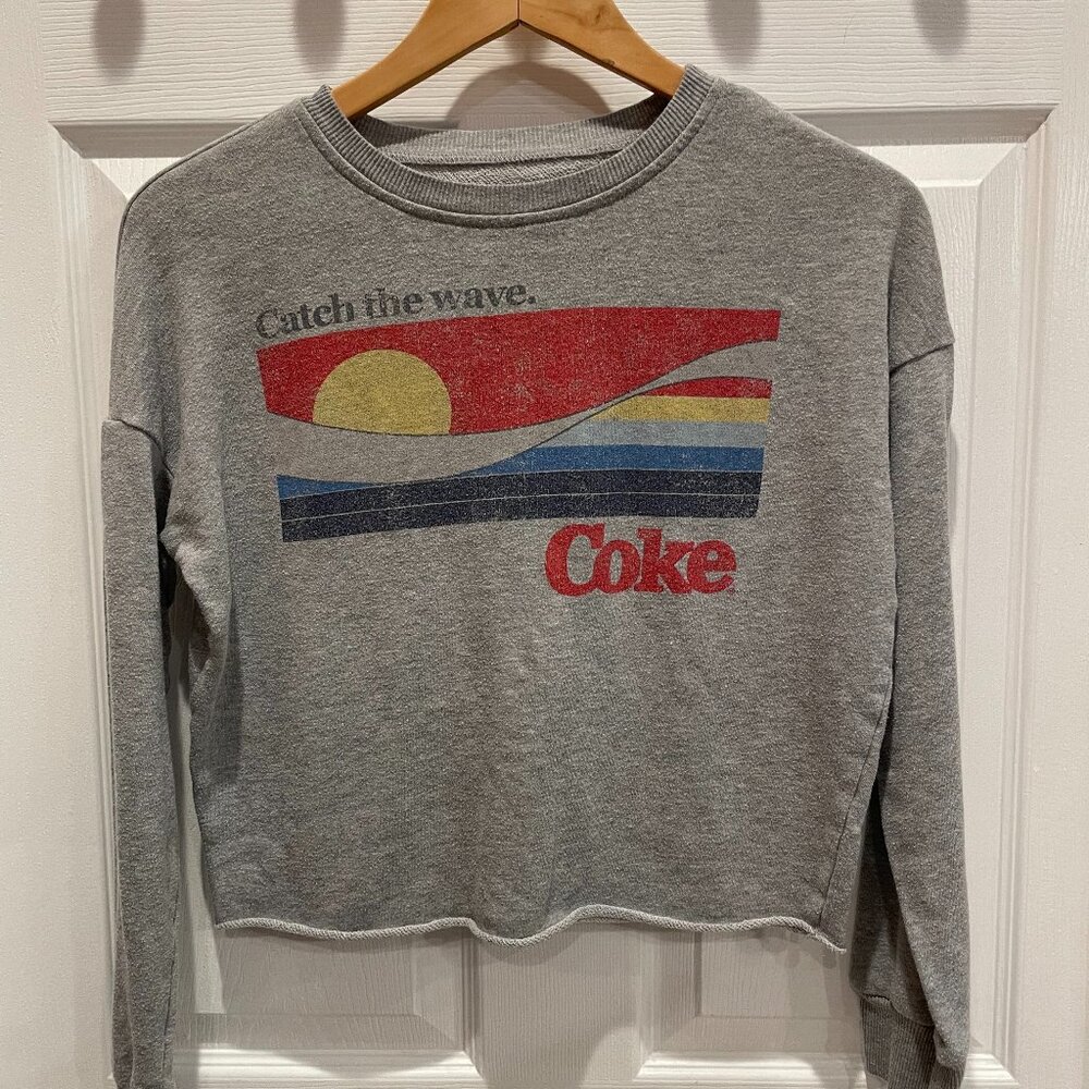 Coca Cola Sweatshirt  XSMALL / Catch the Wave / GRAY / Long Sleeve EUC